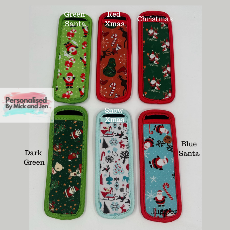 Personalised Xmas Themed Patterned Icy Pole Holders Ice Block Popsicle Zooper Dooper