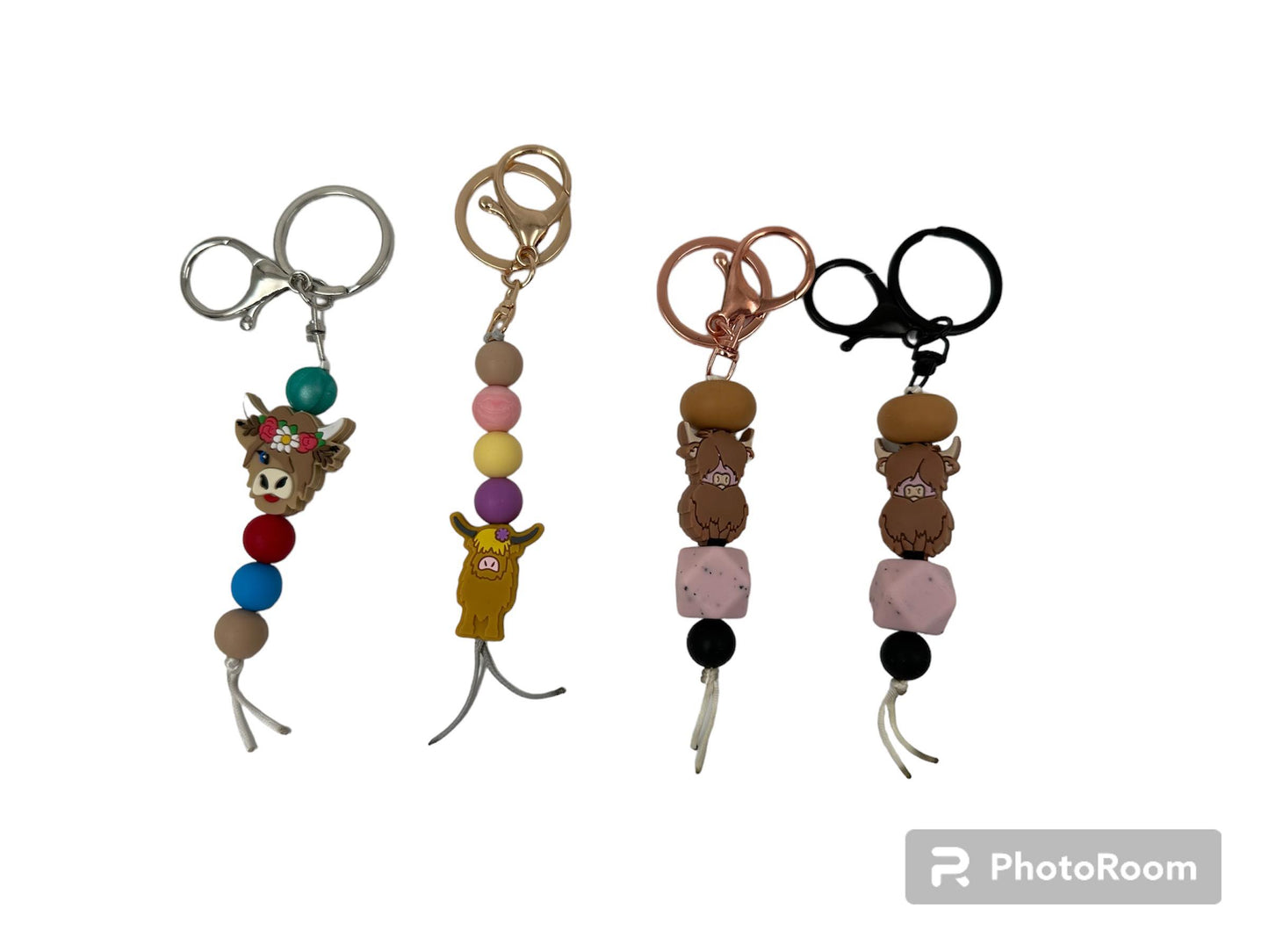 Cow Themed Highland Silicone Beaded Keyrings Ready to Ship