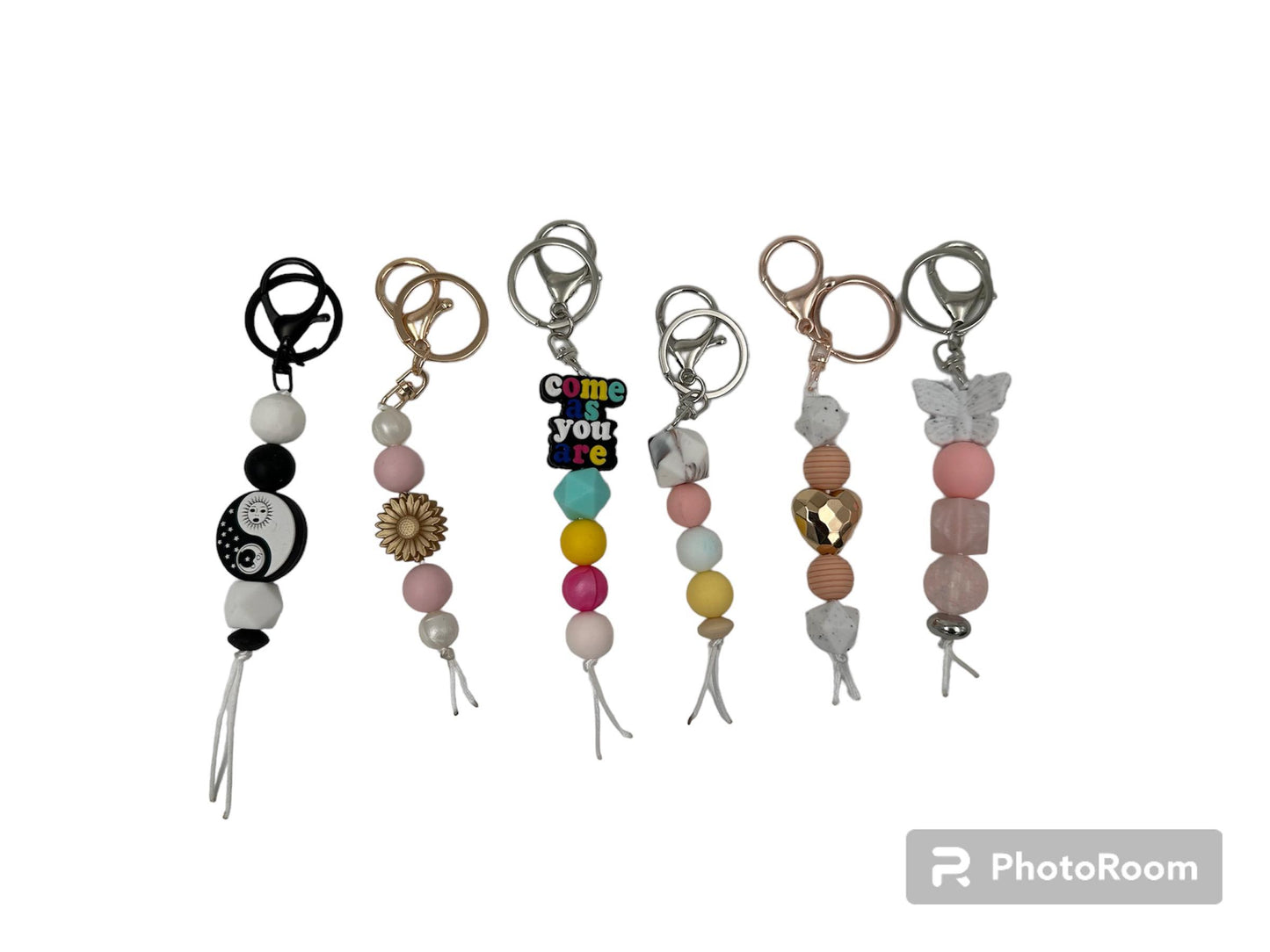 Assorted Silicone Beaded Keyrings Ready to Ship