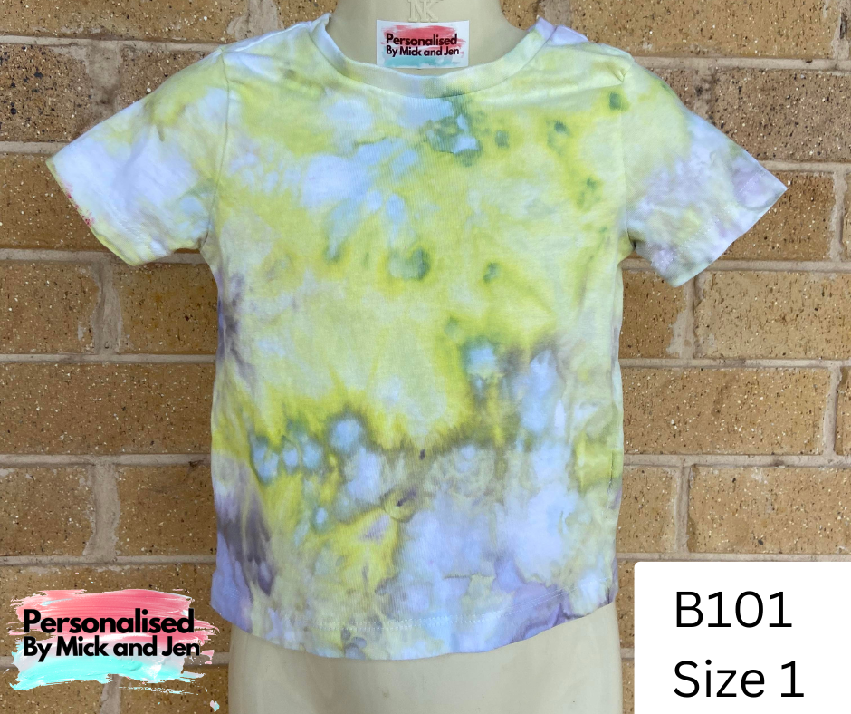 Ice Dyed short sleeve t-shirt tee handmade size 1 unisex B101 Girl Boy