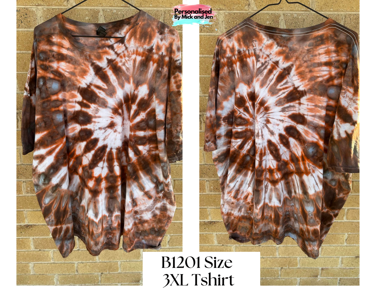 Ice Dyed short sleeve t-shirt tee handmade size 3XL unisex B1201 adult Dutch Chocolate