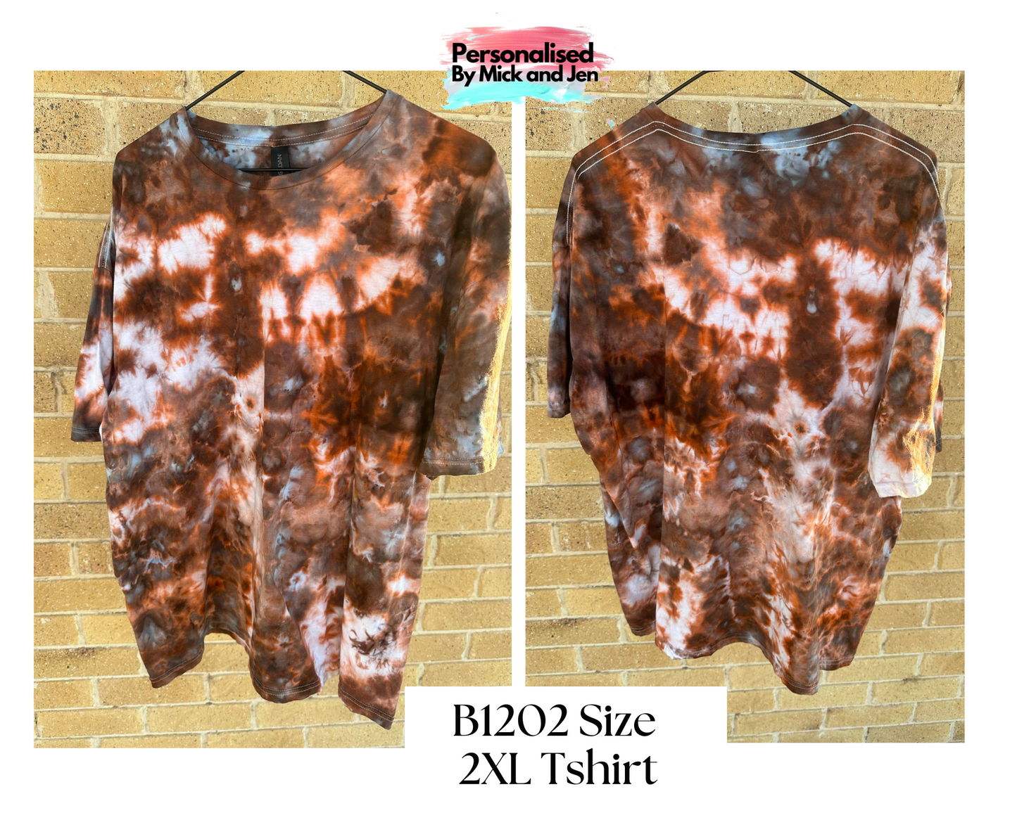 Ice Dyed short sleeve t-shirt tee handmade size 2XL unisex B1202 adult Dutch Chocolate