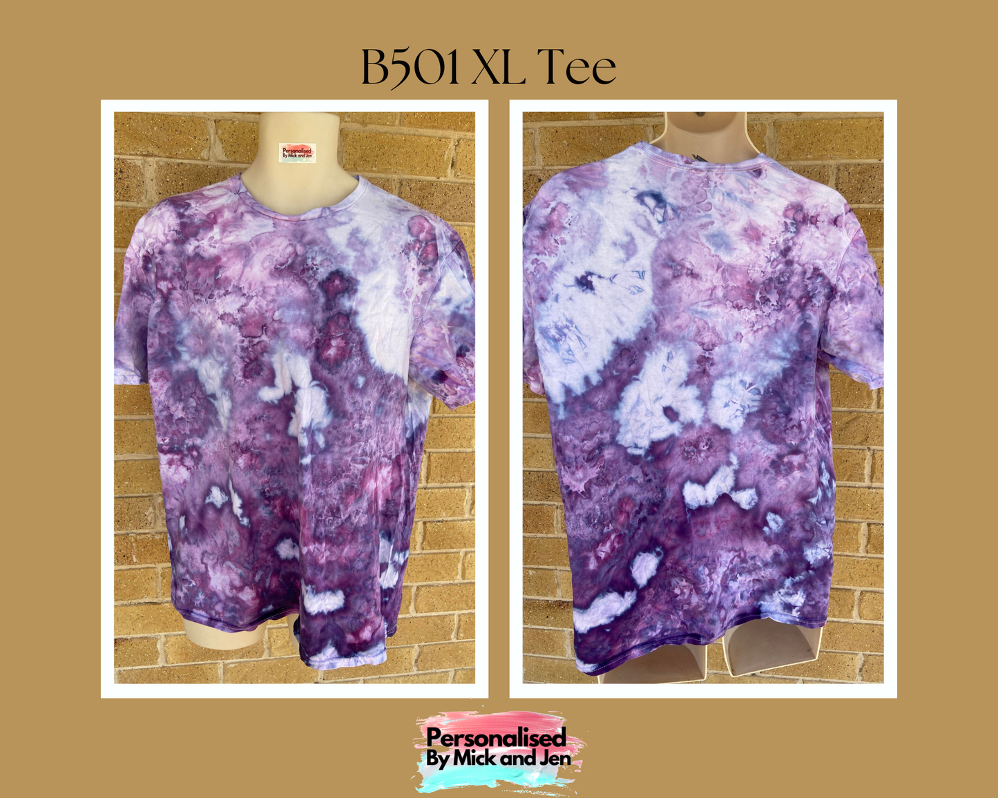 Ice Dyed short sleeve t-shirt tee handmade size XL Unisex B501 adult teen Purple Blue