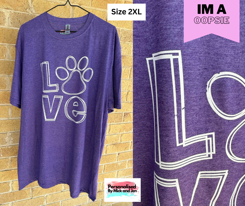 Oopsie Love Paw T-shirt Size 2XL Purple