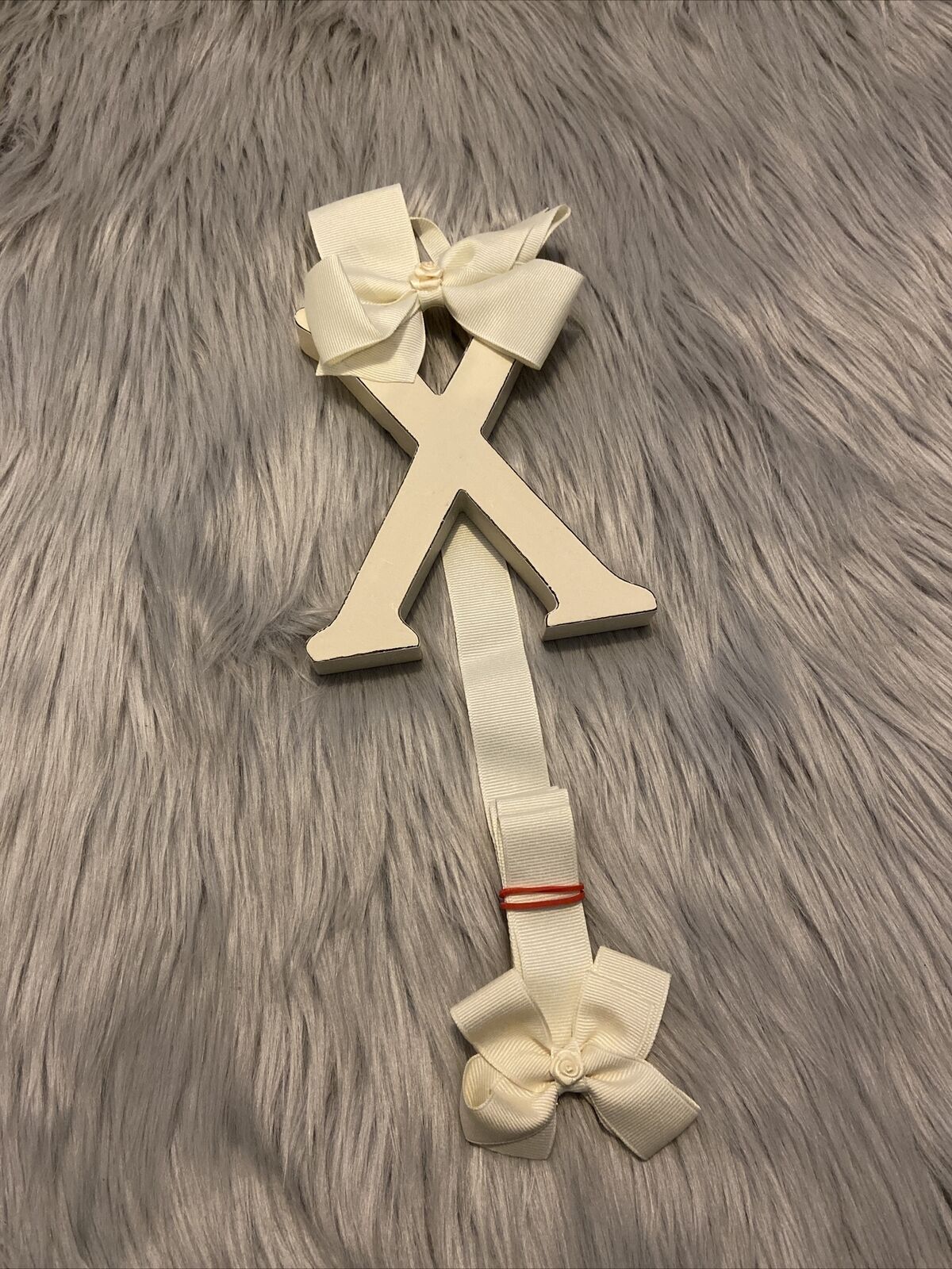 Bow Holder Hair Clips Letter X Ivory New