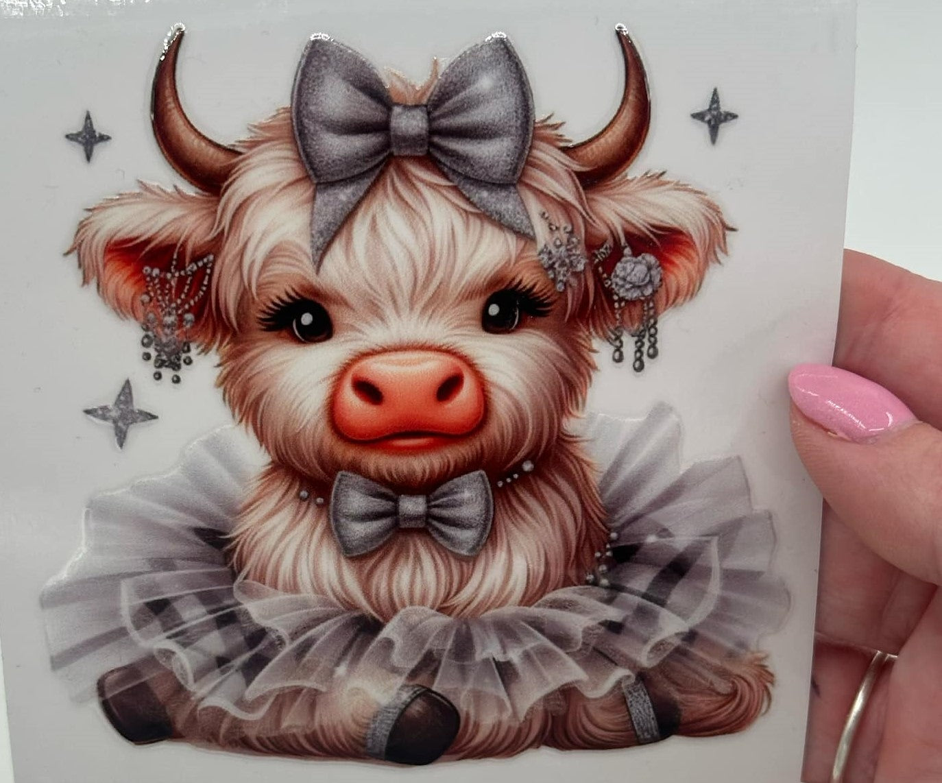 BLING Highland Cow UV DTF Decal