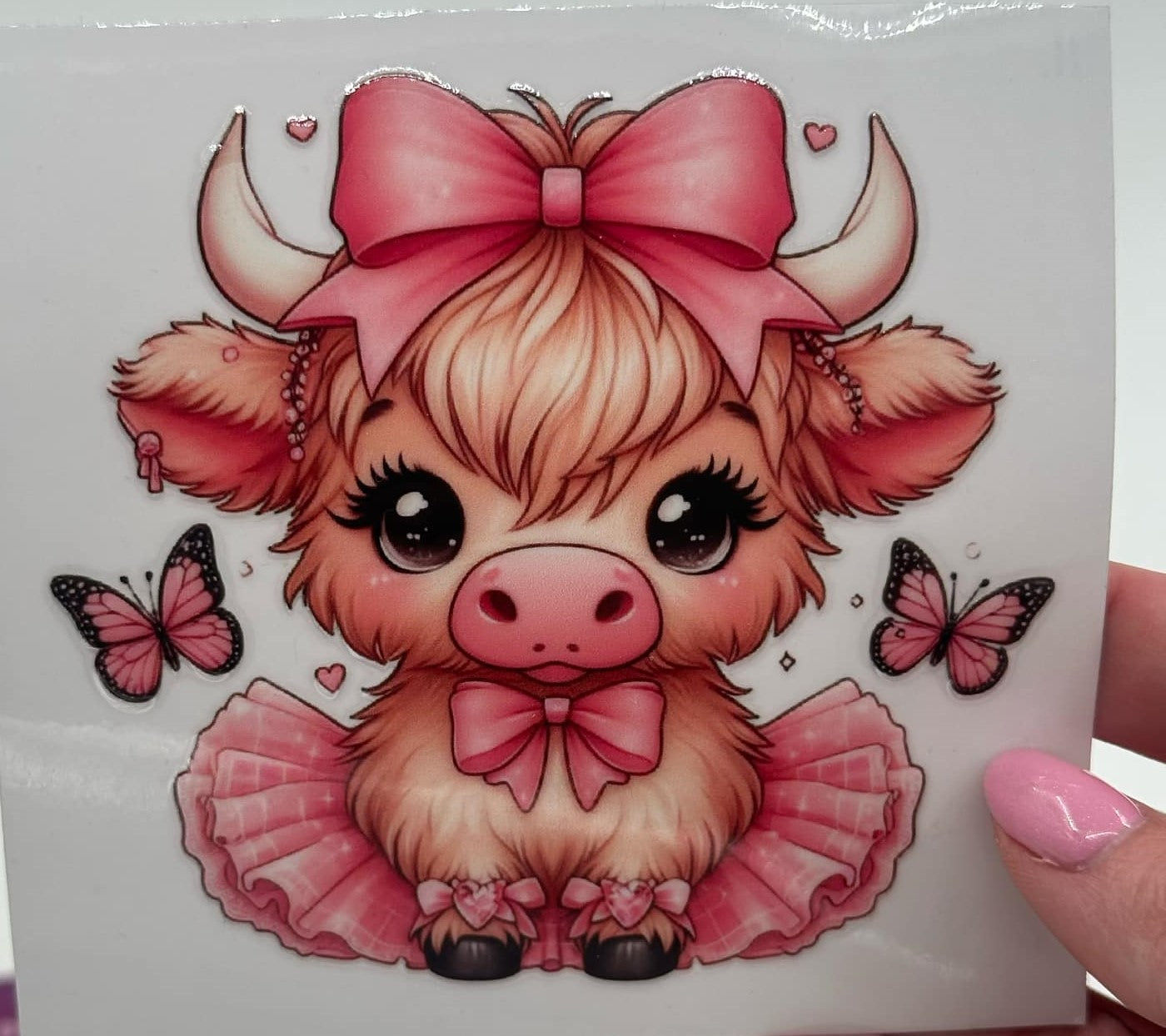 BLING Highland Cow UV DTF Decal