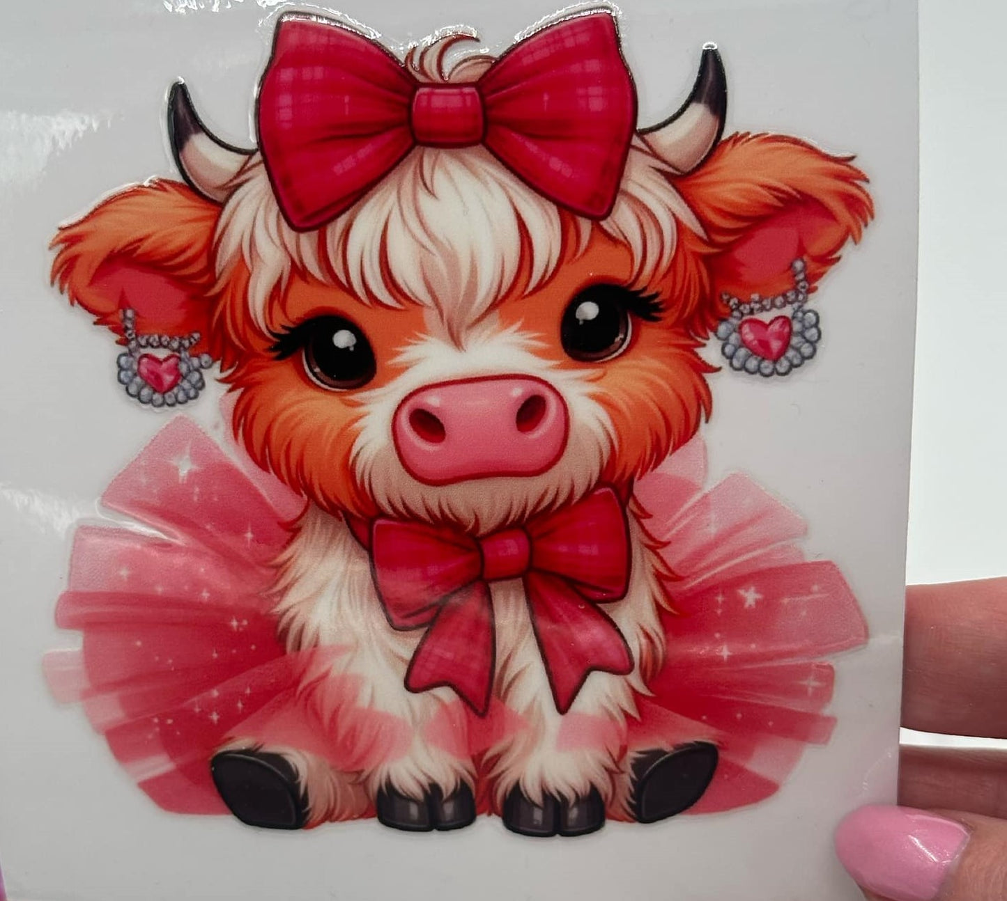 BLING Highland Cow UV DTF Decal