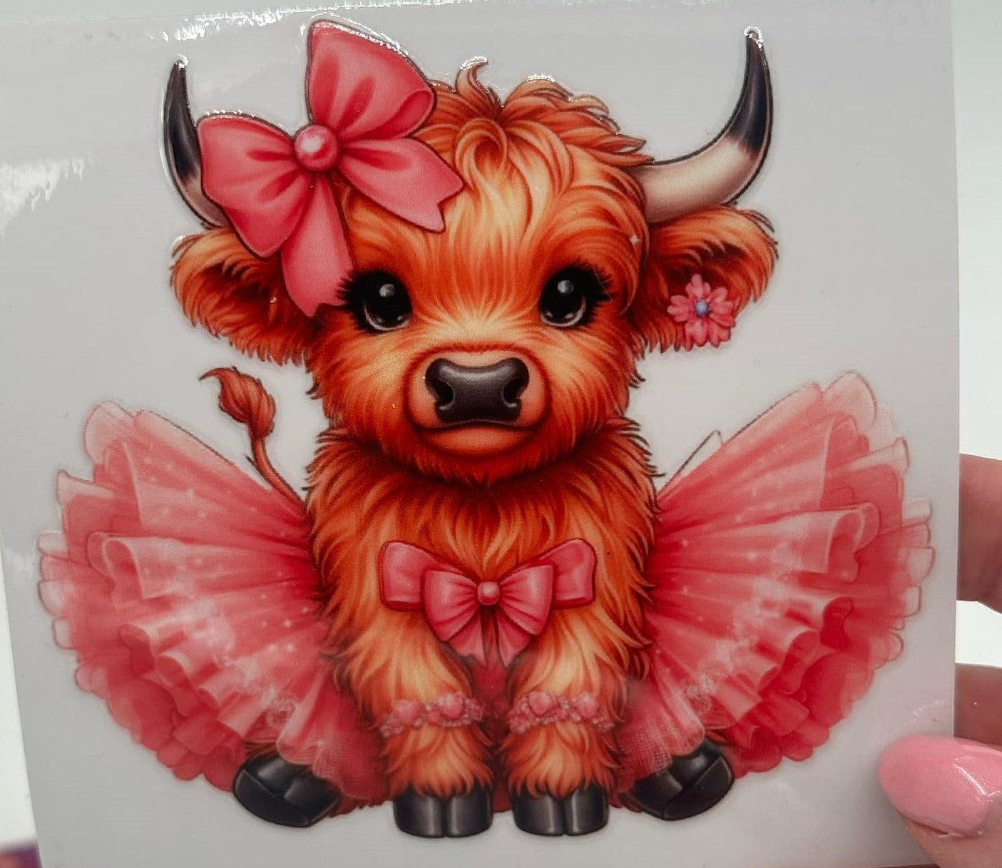 BLING Highland Cow UV DTF Decal
