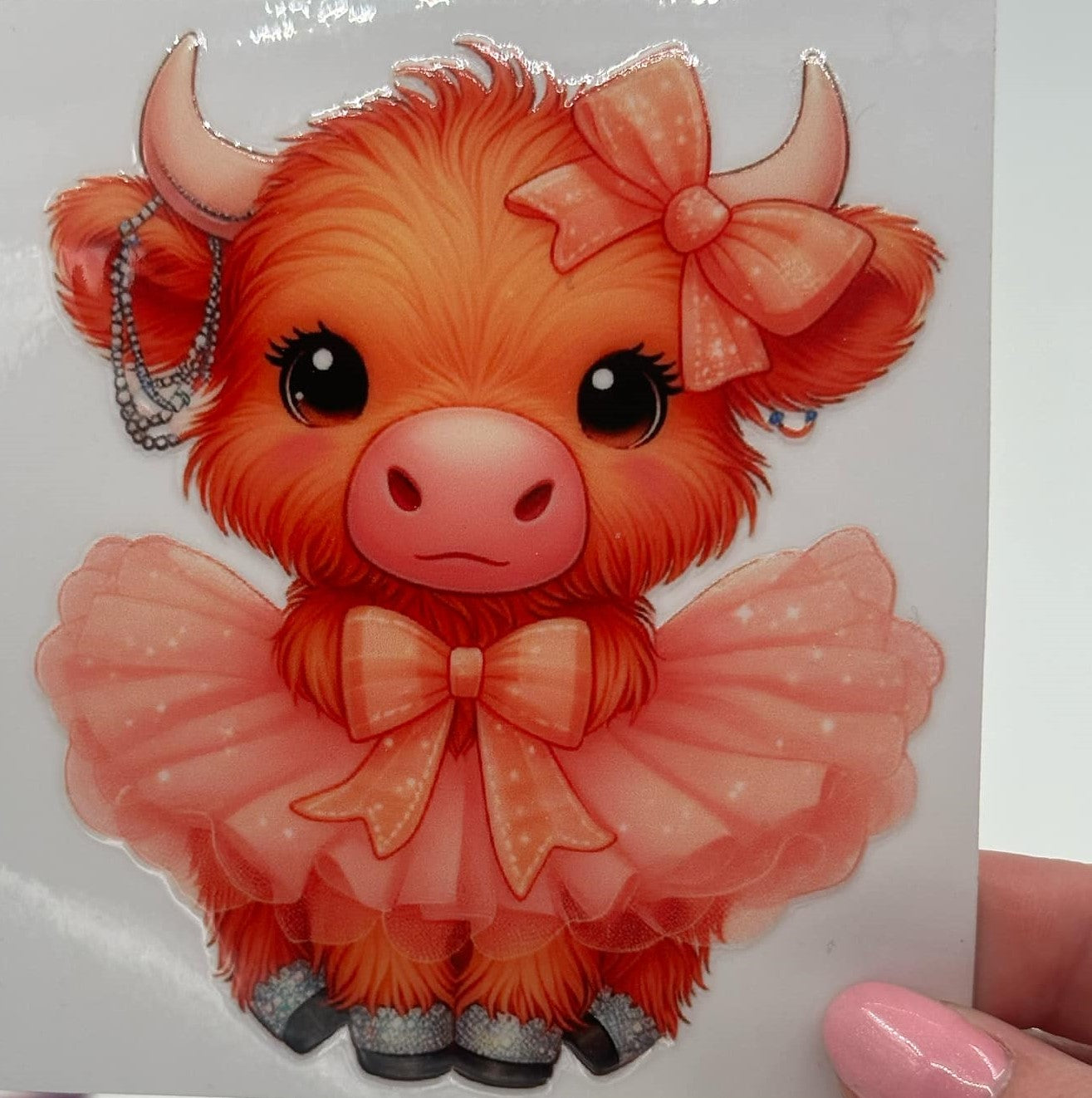 BLING Highland Cow UV DTF Decal