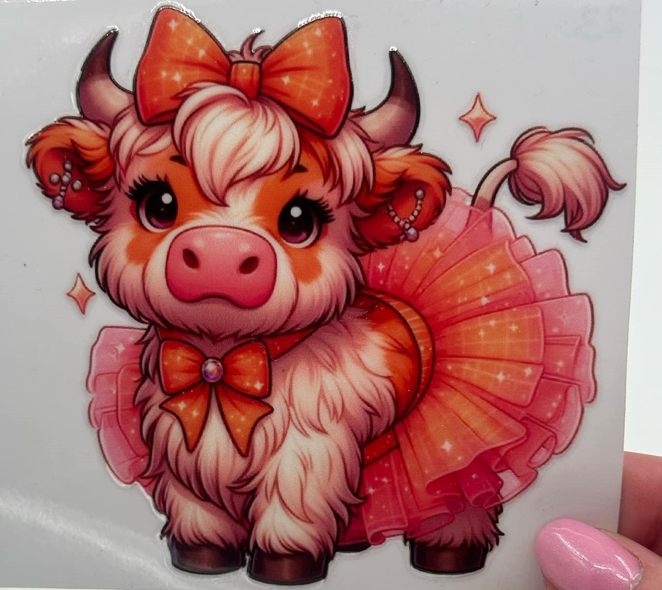 BLING Highland Cow UV DTF Decal