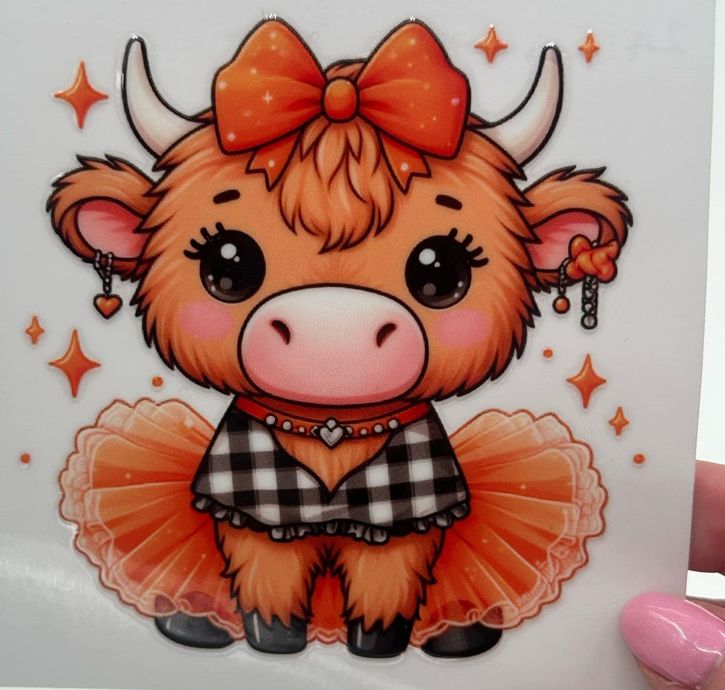 BLING Highland Cow UV DTF Decal