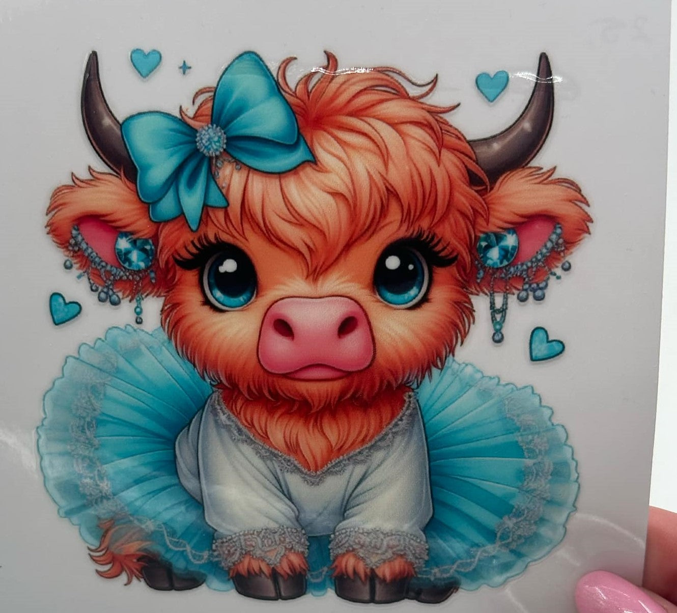 BLING Highland Cow UV DTF Decal
