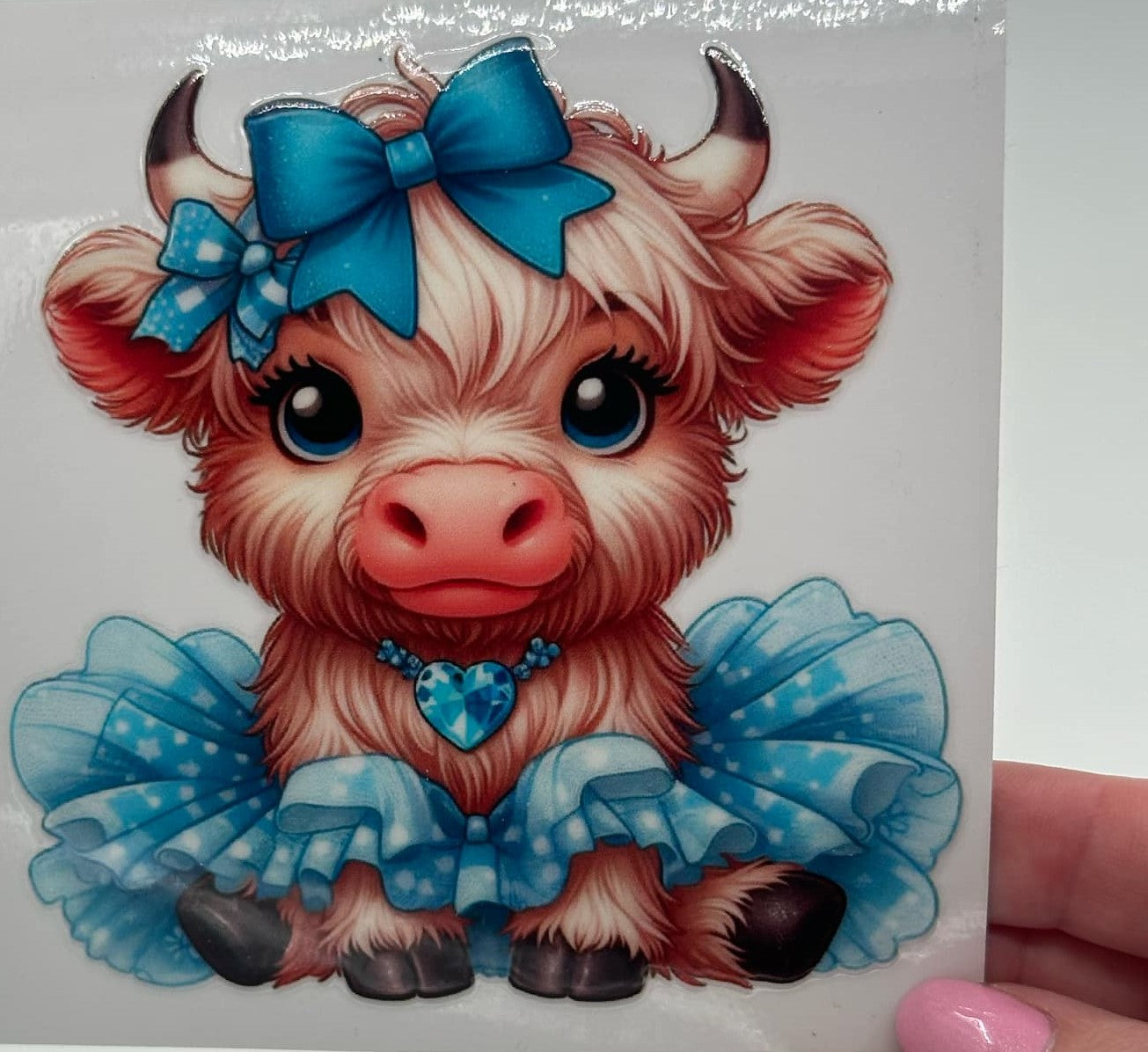 BLING Highland Cow UV DTF Decal