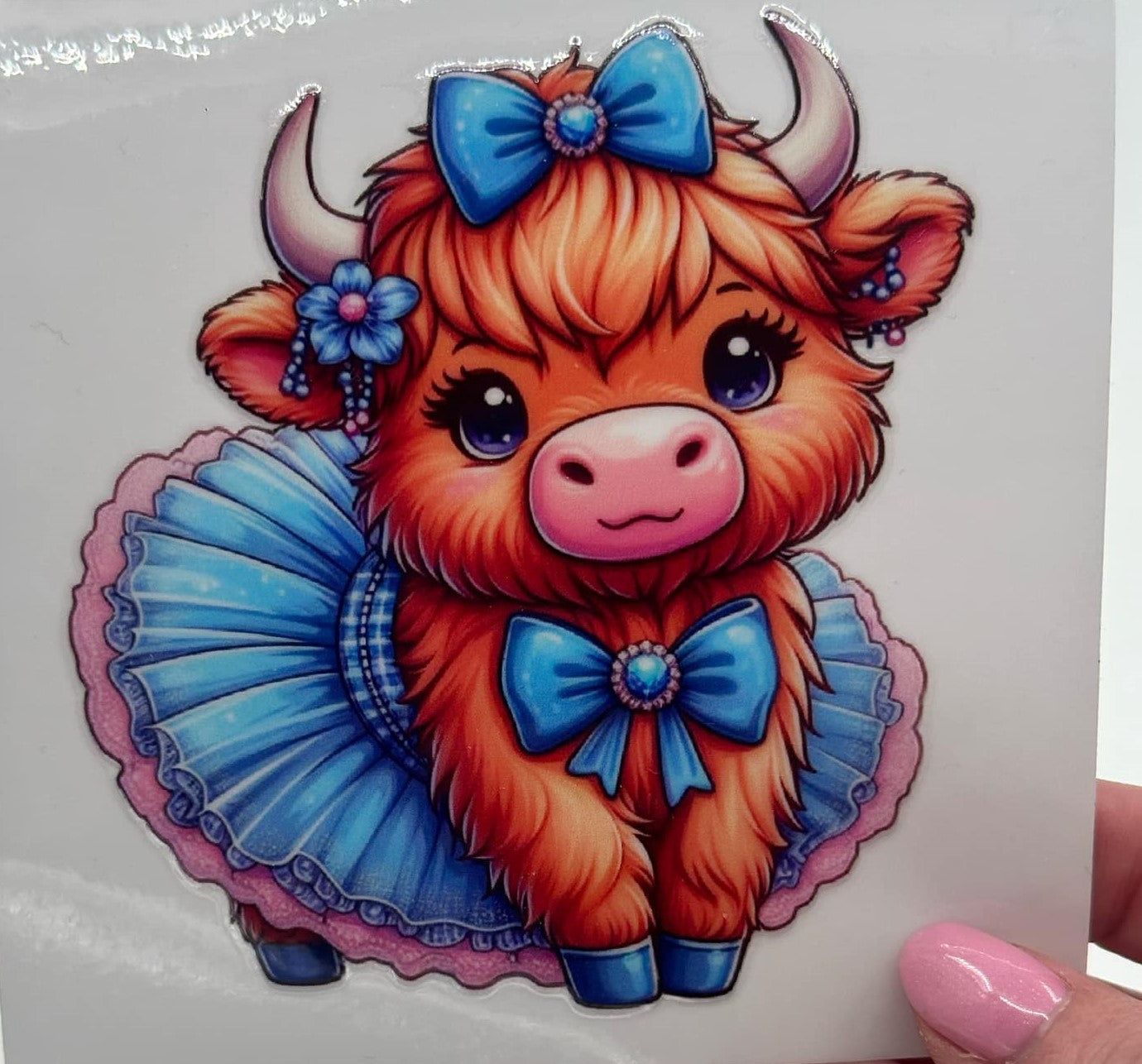 BLING Highland Cow UV DTF Decal