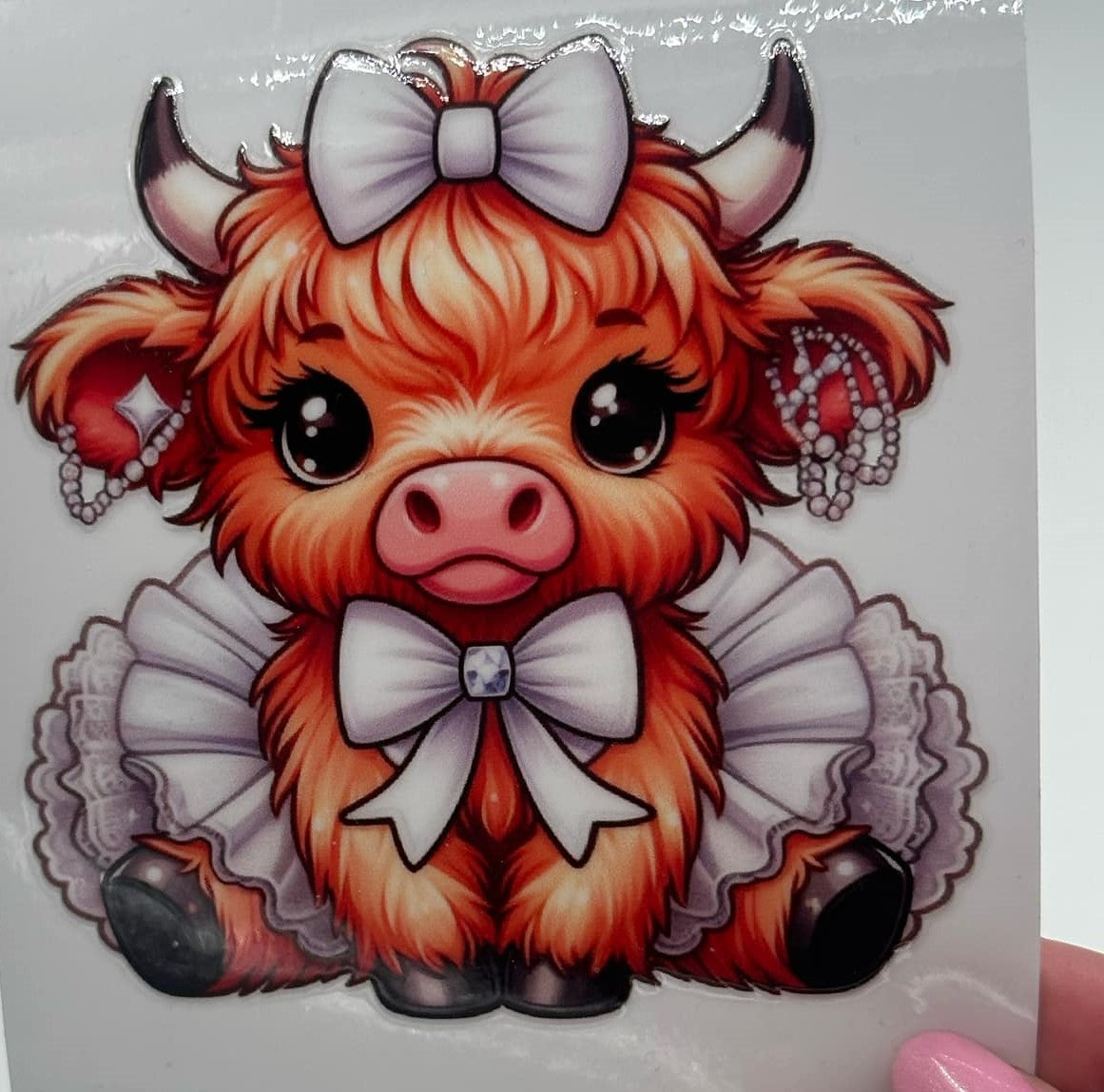 BLING Highland Cow UV DTF Decal
