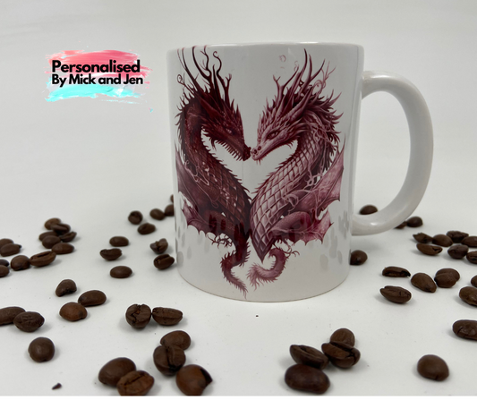 Novelty Ceramic 11oz Mug 2 Dragons Ready to Ship