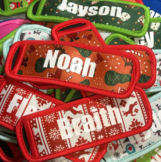 Personalised Xmas Themed Patterned Icy Pole Holders Ice Block Popsicle Zooper Dooper