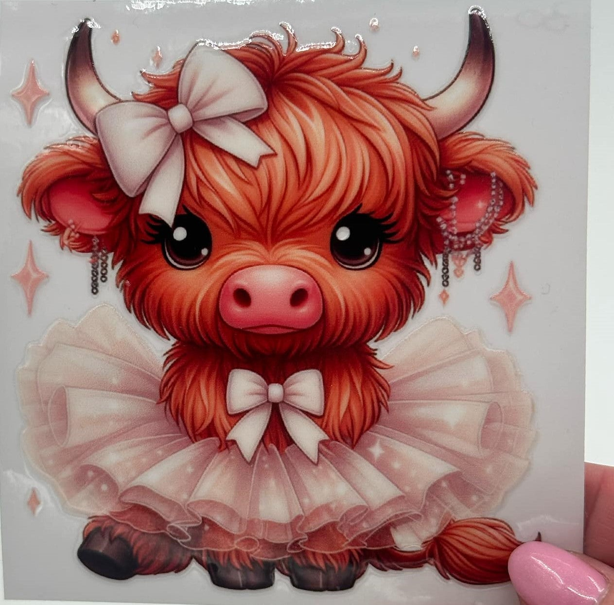 BLING Highland Cow UV DTF Decal