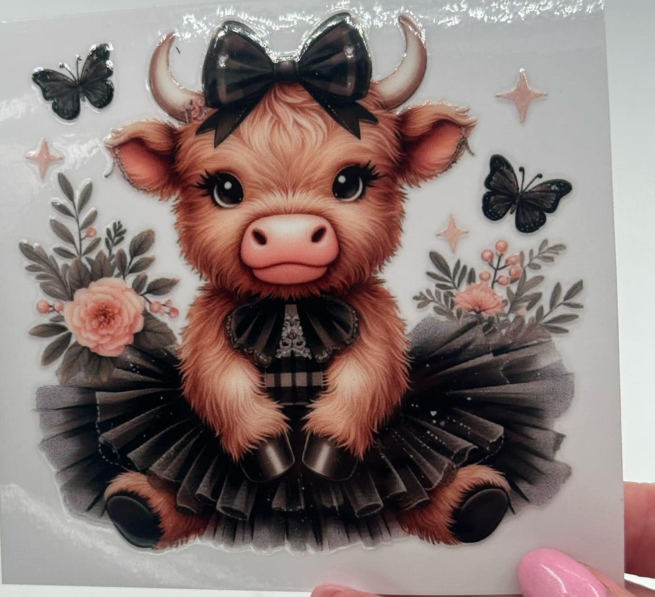 BLING Highland Cow UV DTF Decal