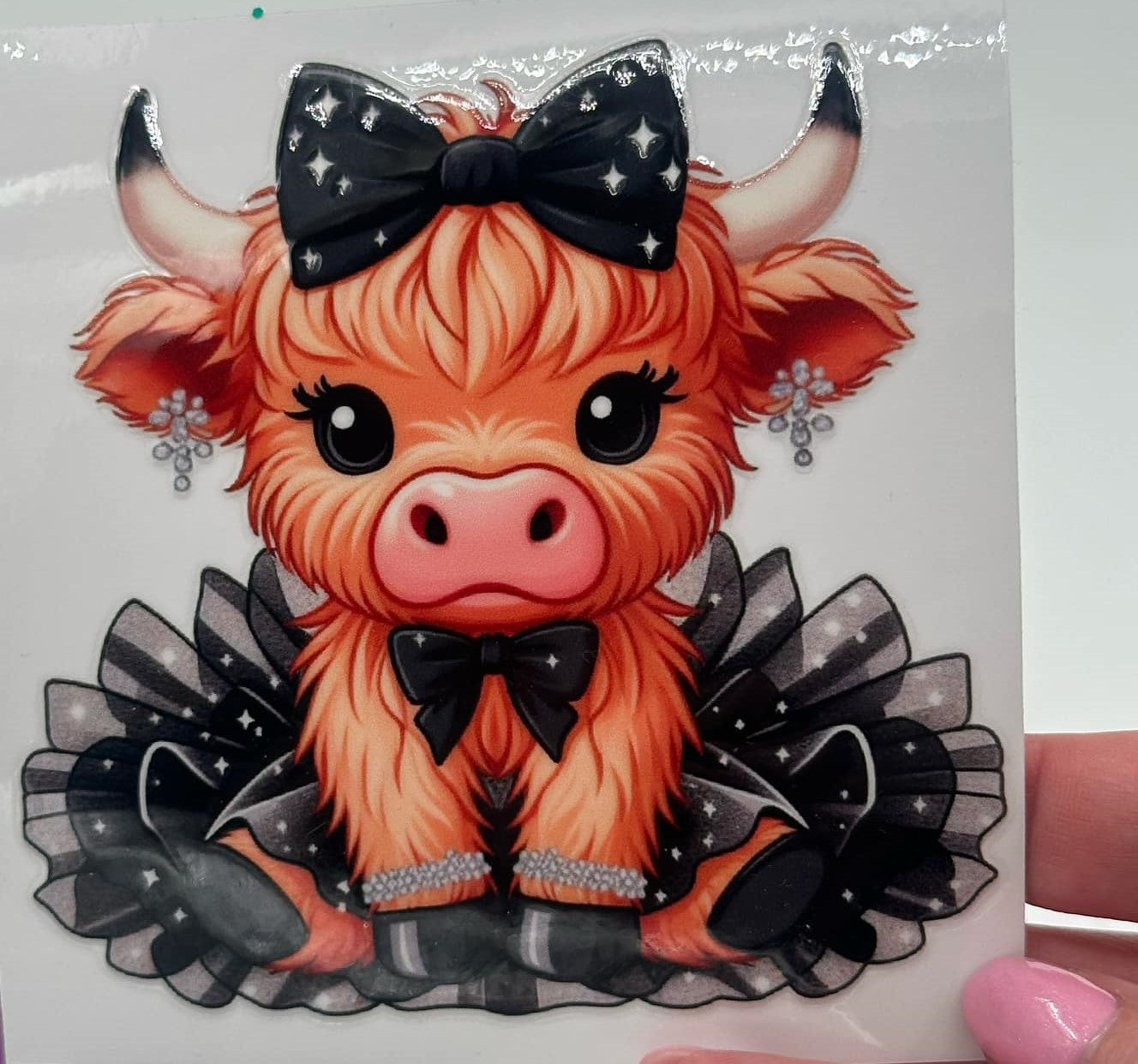 BLING Highland Cow UV DTF Decal