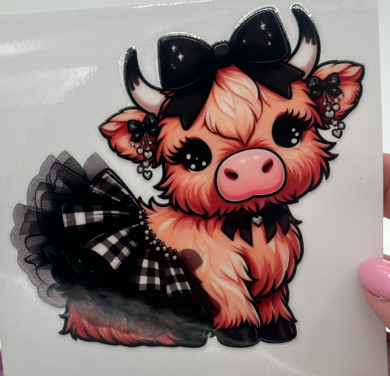 BLING Highland Cow UV DTF Decal