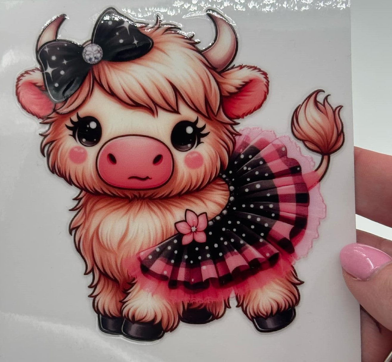 BLING Highland Cow UV DTF Decal