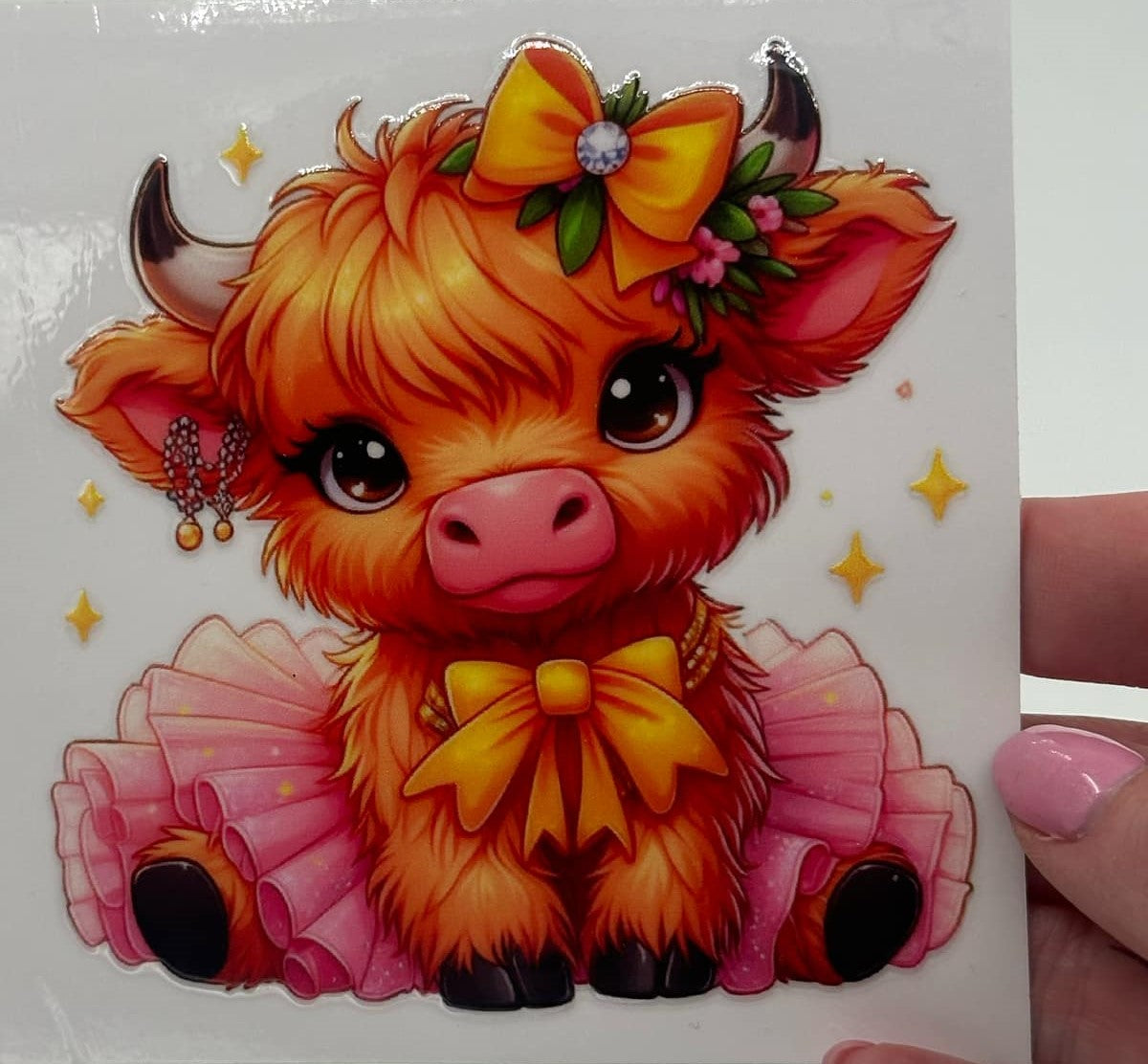 BLING Highland Cow UV DTF Decal