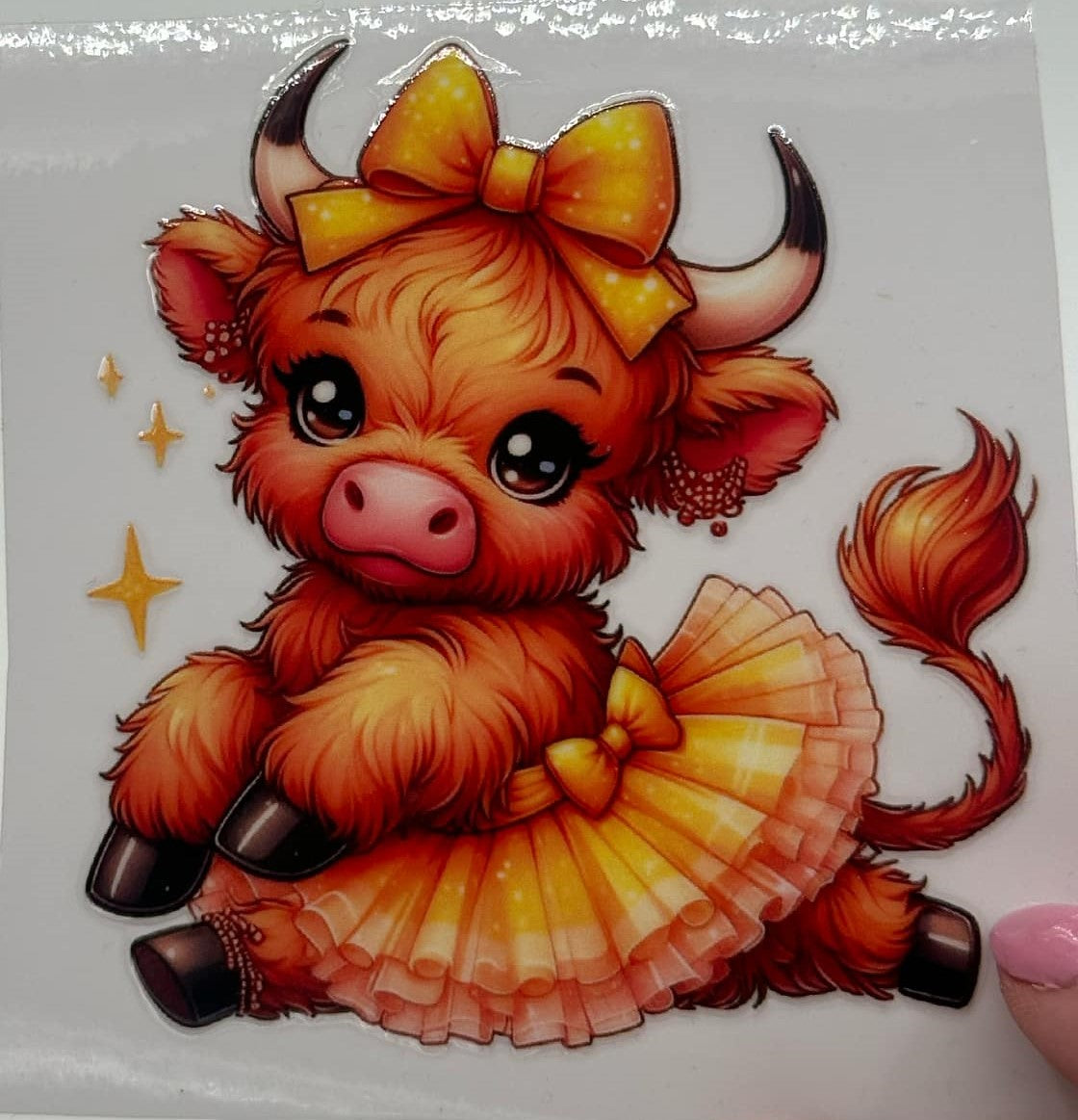 BLING Highland Cow UV DTF Decal