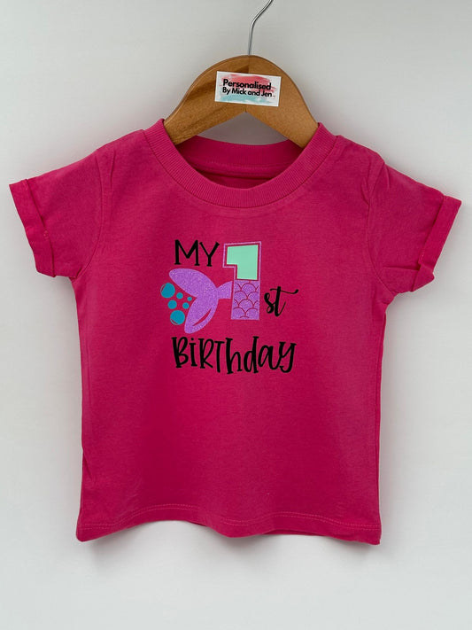 First Birthday Mermaid Girls T-shirt size 1