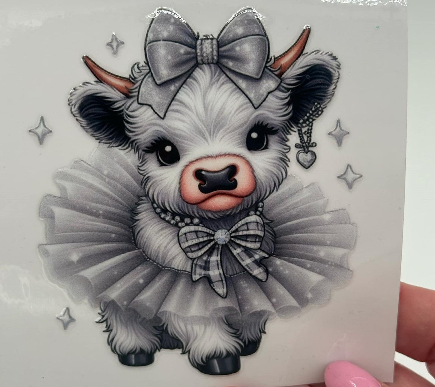 BLING Highland Cow UV DTF Decal
