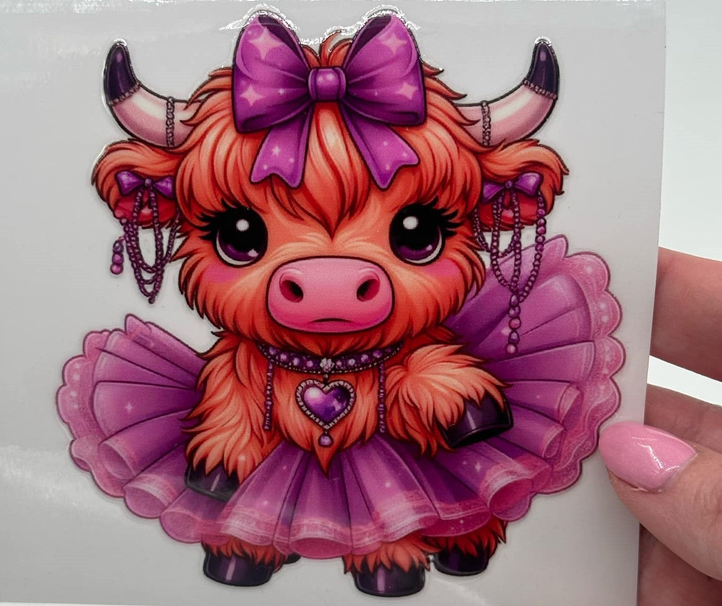 BLING Highland Cow UV DTF Decal
