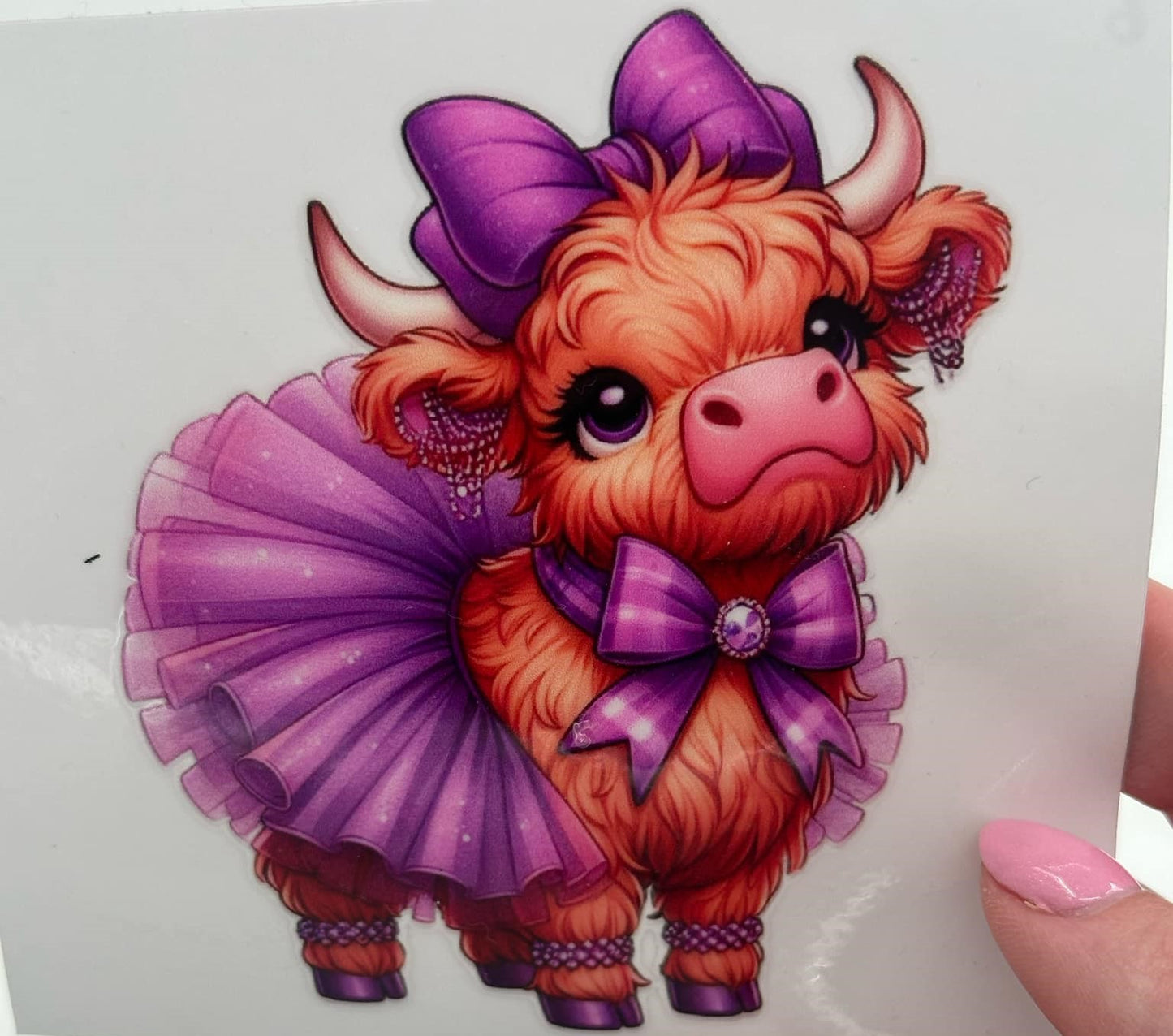 BLING Highland Cow UV DTF Decal