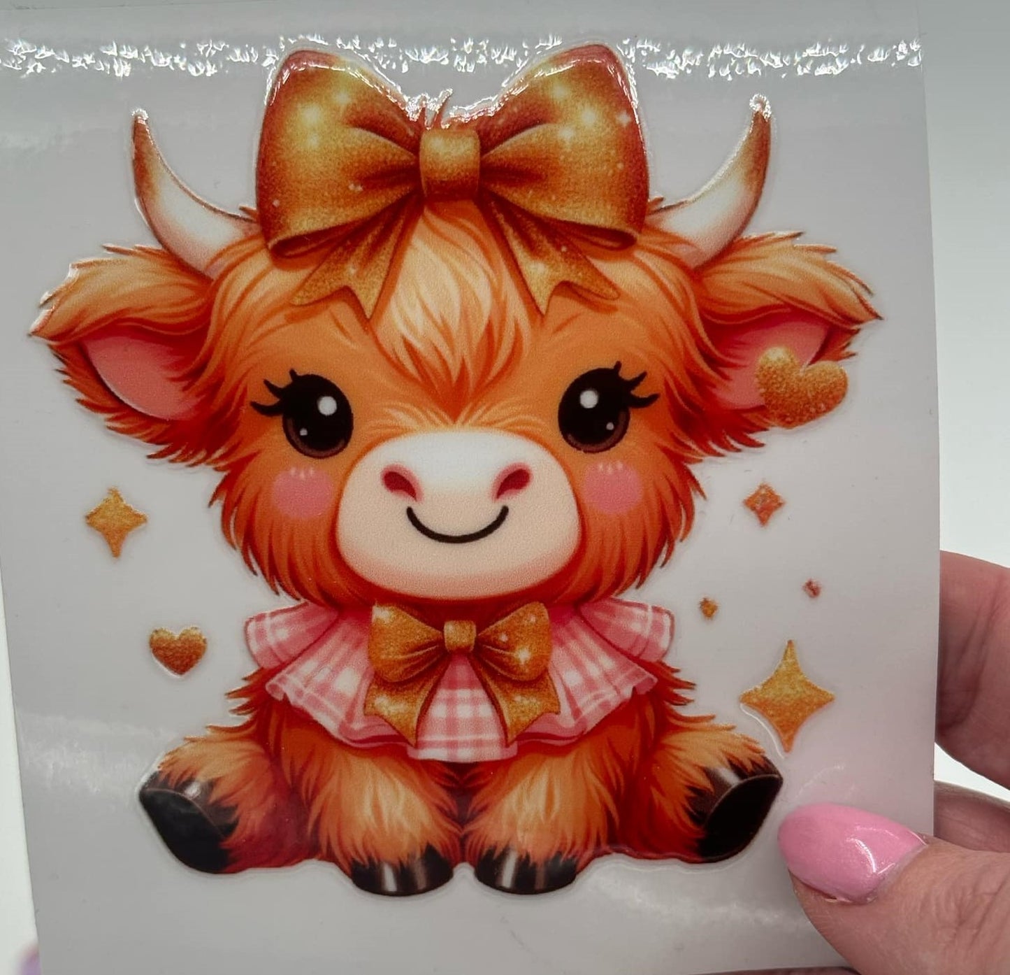 BLING Highland Cow UV DTF Decal