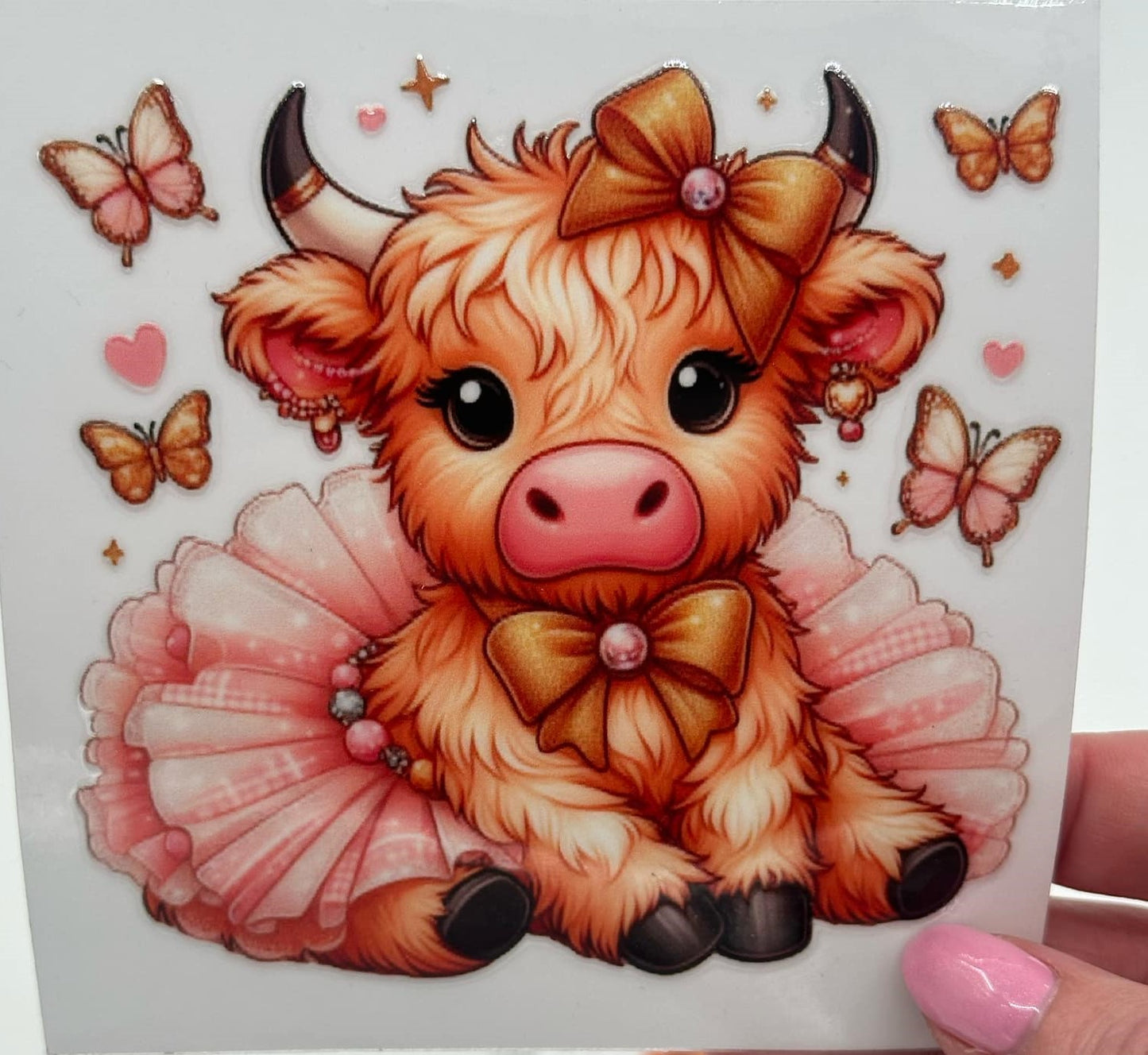 BLING Highland Cow UV DTF Decal