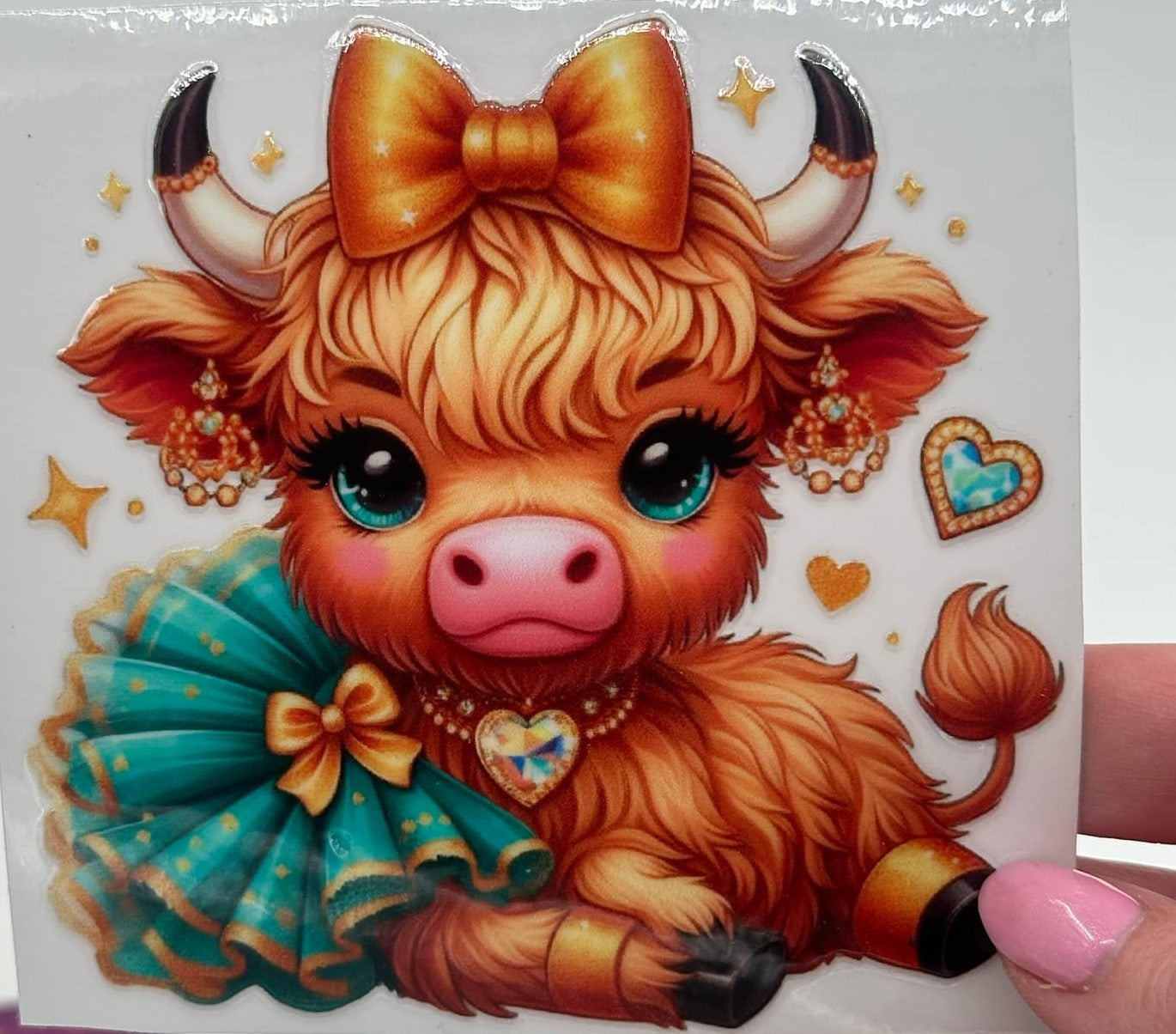 BLING Highland Cow UV DTF Decal