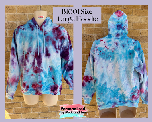 Unisex Tie dye Ice dyed Hoodie Ladies Mens Purple Blue Pink Jumper Pullover Ready to go Size L Unique B1001
