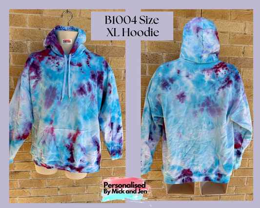 Unisex Tie dye Ice dyed Hoodie Ladies Mens Purple Blue Pink Jumper Pullover Ready to go Size XL Unique B1004