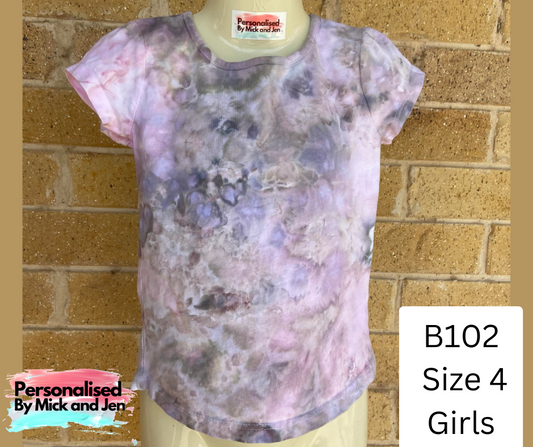 Ice Dyed short sleeve t-shirt tee handmade size 4 B102 Girls