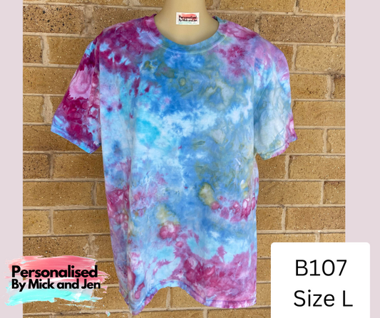 Ice Dyed short sleeve t-shirt tee handmade size L unisex B107 adult