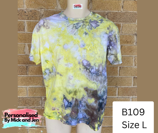 Ice Dyed short sleeve t-shirt tee handmade size L unisex B109 adult