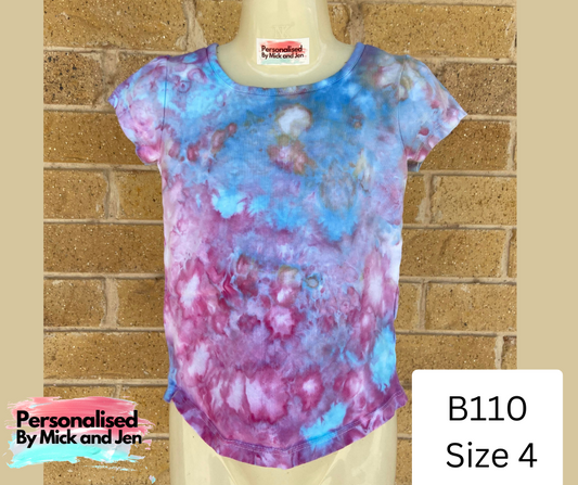 Ice Dyed short sleeve t-shirt tee handmade size 4 B110 Girls kids