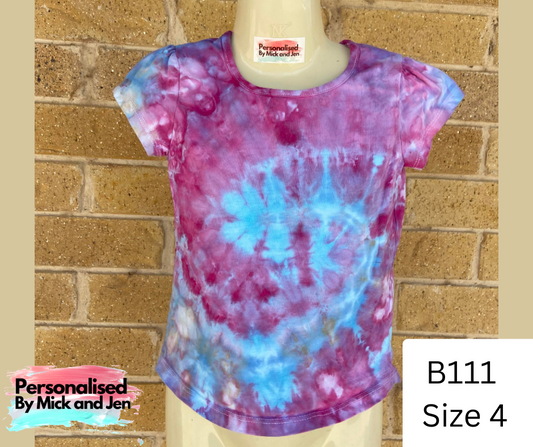 Ice Dyed short sleeve t-shirt tee handmade size 4 B111 Girls kids