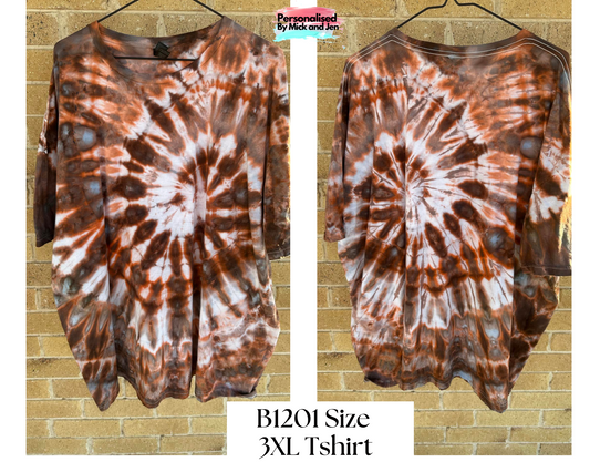Ice Dyed short sleeve t-shirt tee handmade size 3XL unisex B1201 adult Dutch Chocolate