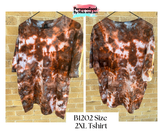 Ice Dyed short sleeve t-shirt tee handmade size 2XL unisex B1202 adult Dutch Chocolate