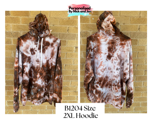 Tie dye Ice dyed Hoodie Ladies Mens Dutch Chocolate Jumper Pullover Ready to go Size 2XL Unique B1204