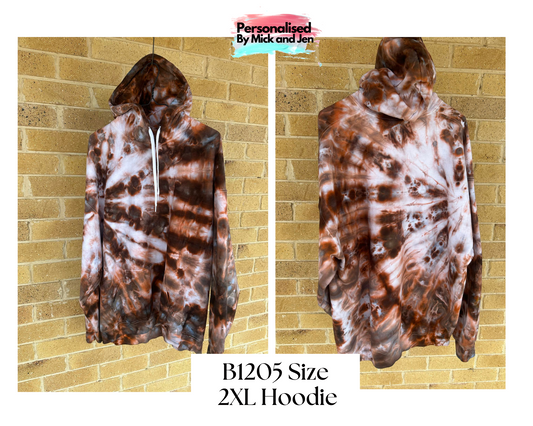 Tie dye Ice dyed Hoodie Ladies Mens Dutch Chocolate Jumper Pullover Ready to go Size 2XL Unique B1205