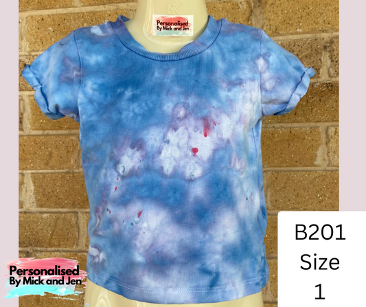 Ice Dyed short sleeve t-shirt tee handmade size 1 B201 Girls kids