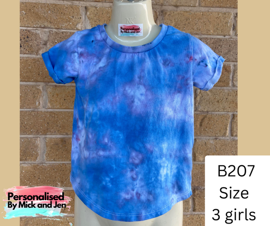 Ice Dyed short sleeve t-shirt tee handmade size 3 B207 Girls