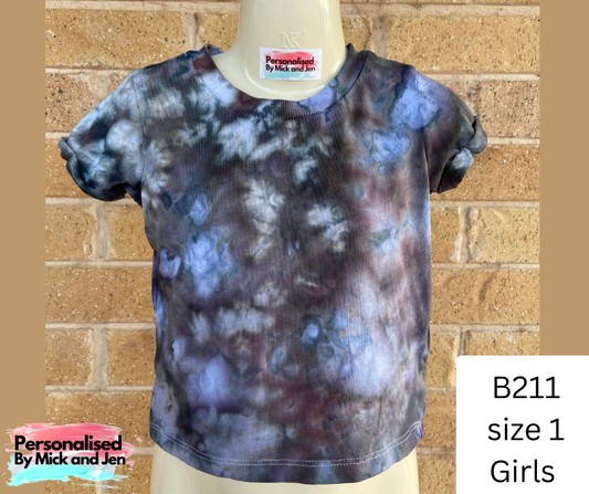 Ice Dyed short sleeve t-shirt tee handmade size 1 B211 Girls